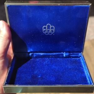Montreal Olympics Silver and Blue Stamp Boxes